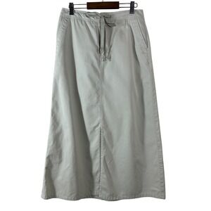 Eddie‎ Bauer Women's Skirt Khaki 100% Cotton Front Slit Pockets Midi Size 4